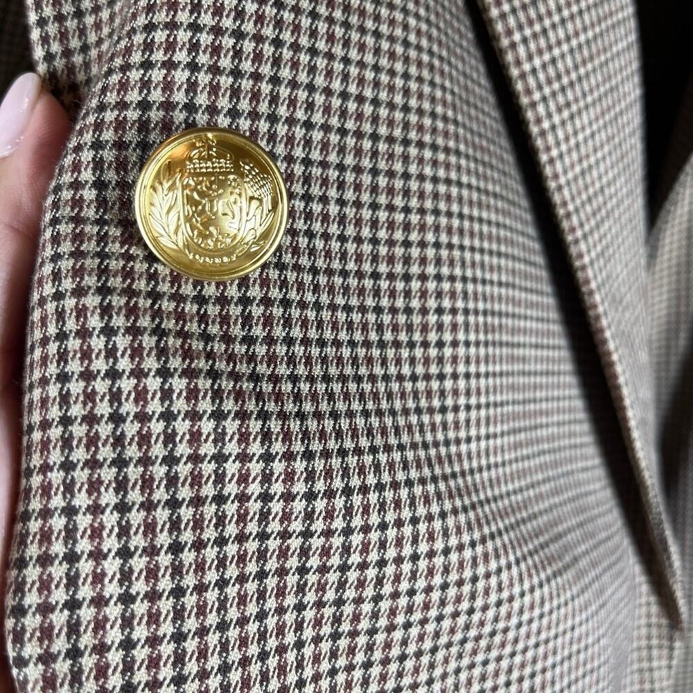 Lane Bryant Womens Bryant Blazer‎ 28 Brown Houndstooth Gold Buttons NWT Academia - Picture 5 of 10
